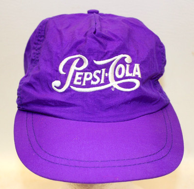 NICE VINTAGE 90's PEPSI SNAP BACK PURPLE NYLON TRUCKER CAP HAT FLAT BILL SCI