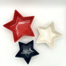Ganz Red White and Blue Nesting Star Shaped Bowls Set of 3 July 4th Ceramic