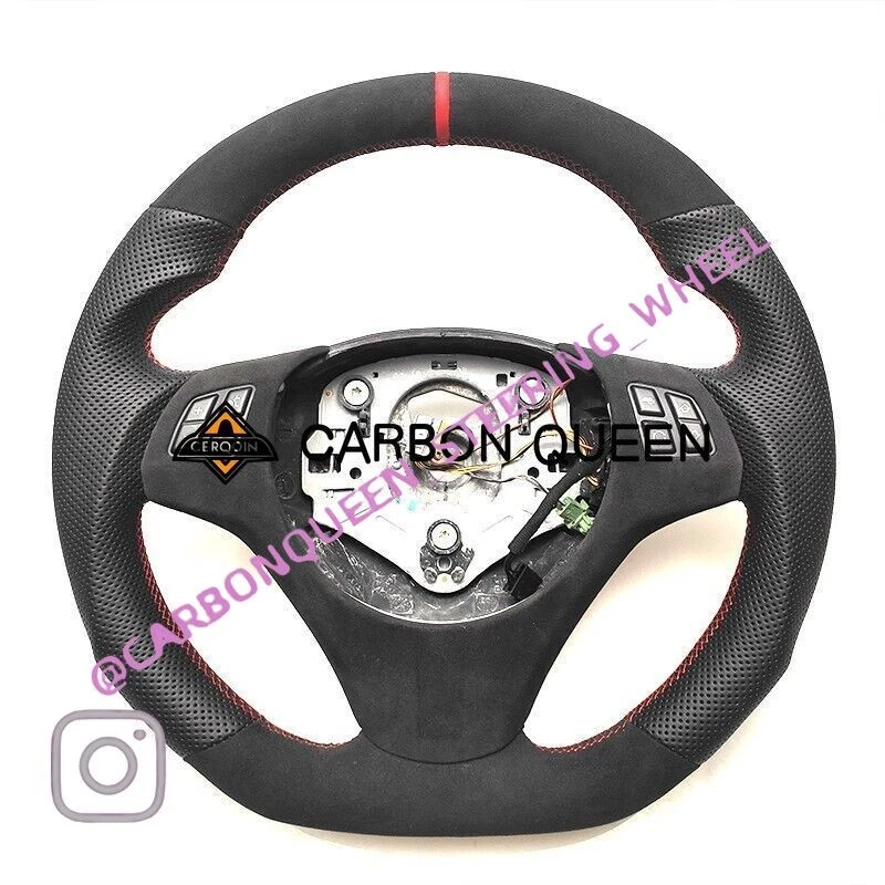 Volante CUERO COMPLETO PARA BMW E90E92E82E87m con RAYA ROJA CON BOTONES Foto 3 de 4