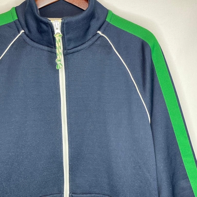 Antigua chaqueta deportiva azul marino verde con cremallera para hombre L retro Y2K ropa de calle Foto 4 de 4