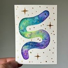 ACEO Original Watercolor Painting 3.5 X 2.5 Sour Galaxy Gummy Worm Anomelina — photo 2