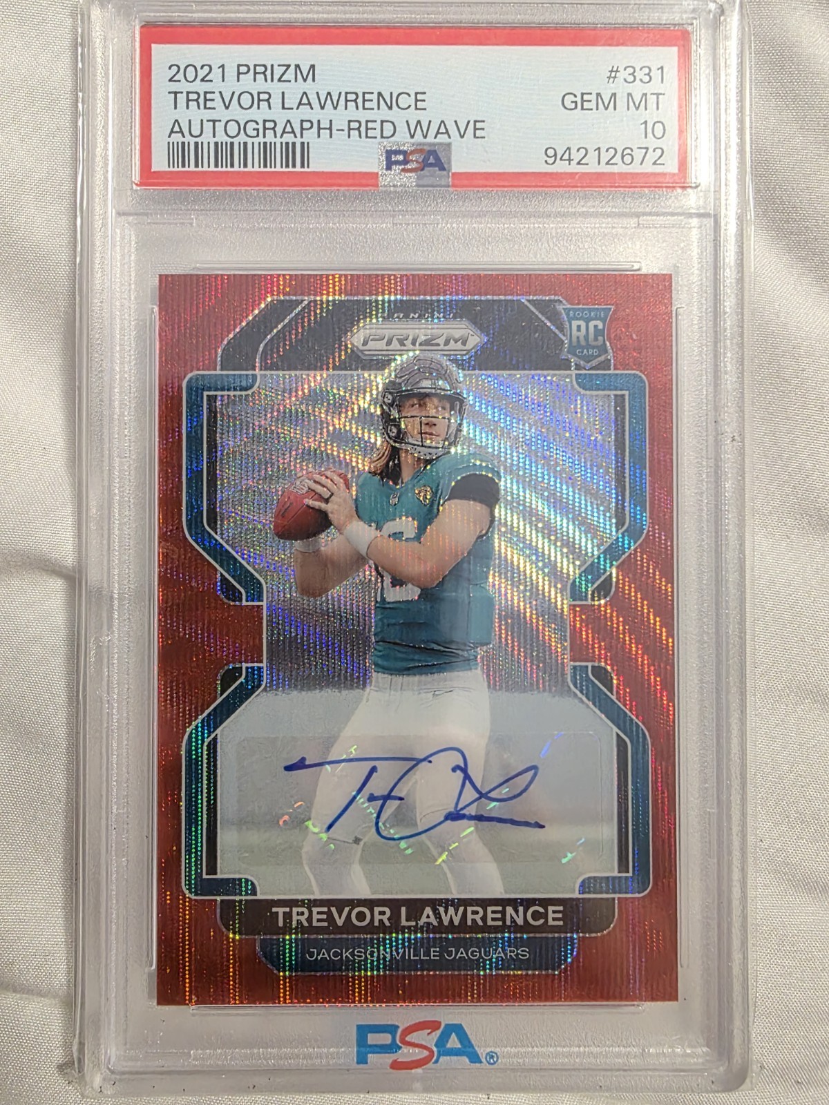 Trevor Lawrence Panini Prizm #331 Autograph Red Wave