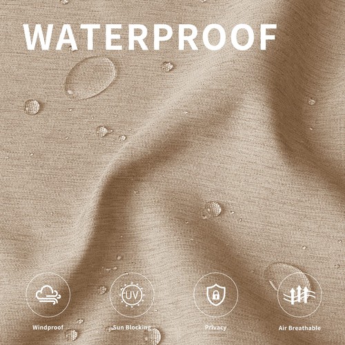 Linen Look Outdoor Curtains Waterproof Windproof Porch Curtains, Soft Thicken... - Picture 2 of 7