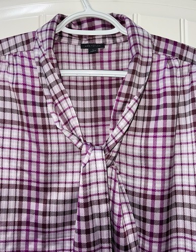 EUC $90 WOMENS SZ LARGE (bust 46”) ANN TAYLOR LOFT SHIRT TOP BLOUSE TIE NECK - 第 6/7 張圖片