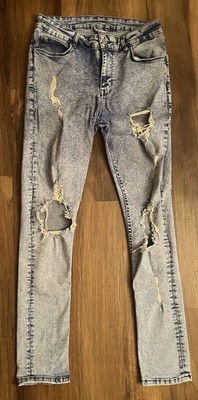ASOS Jeans Mens Size 32/30 Denim Blue Stretch Distressed Skinny Leg