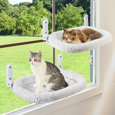 2 PC Cat Window Perch, Bolster, Foldable Hammock, Cushion Bed, Metal Frame