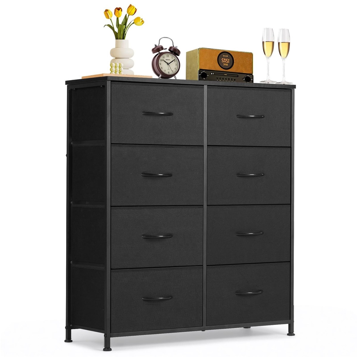 8 drawer black dresser for bedroom 1Pc Contemporary 8 Drawer Dresser Black Finish Solid Wood Wooden Bedroom Furniture Black Bedroom Contemporary Wood main image 1