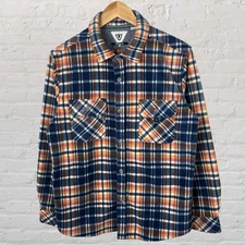 VISSLA Eco-ZY Polar Fleece Flannel Shirt Multi Plaid Long Sleeve Mens Medium