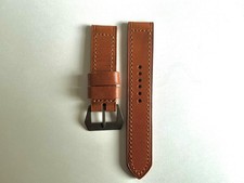 Panerai Strap 24mm 150/80 in Cognacfarben mit eingenähter Schließe Neu