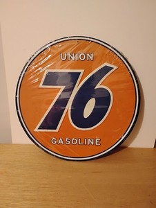 Union 76 Gasoline 11.75" Round Metal Sign