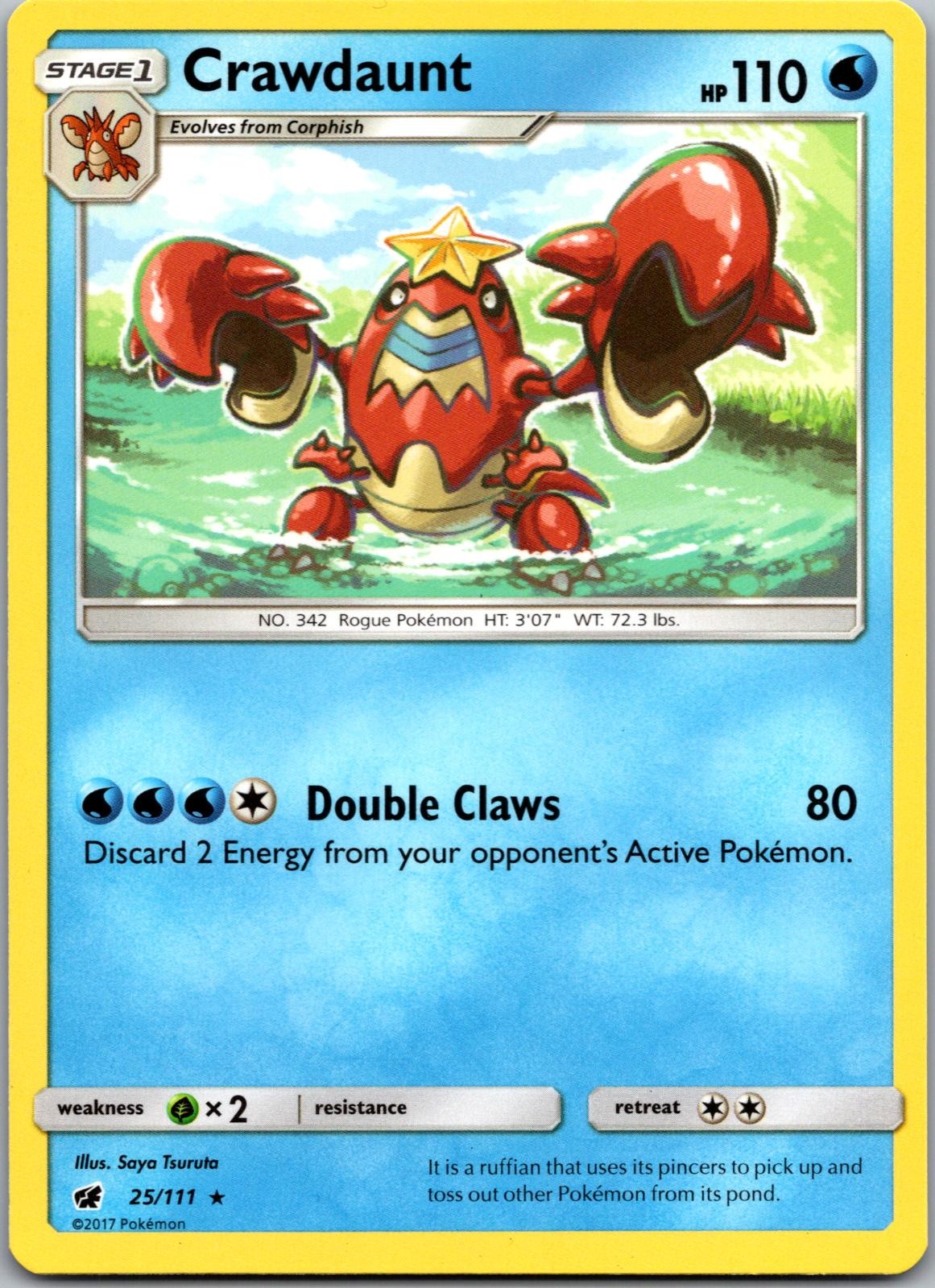 POKEMON CRAWDAUNT 25/111 RARE CRIMSON INVASION NM/M