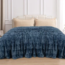 TOONOW Faux Fur Luxury Throw Blanket,Double Side Soft Fluffy Shaggy Fuzzy Bla...