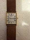 New ListingStylish Vintage Seiko Gold Plated Quartz Tank Watch (Working) with lizard strap