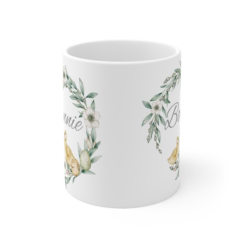 Taza de Pascua personalizada con pato, taza de café con nombre para ella, decoración de cocina de primavera - Imagen 3 de 11