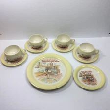 Homer Laughlin Eggshell Colonial Kitchen 4 Cups & Saucer 2 plates 1 Bread