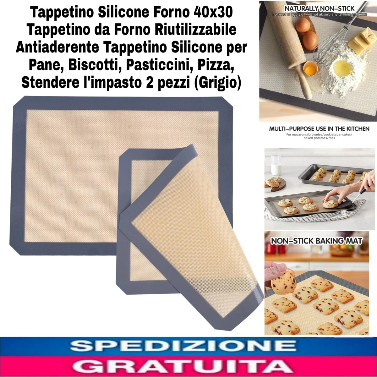 Tappetino da forno in silicone per forno olandese, riutilizzabile, accessorio da forno con manico in silicone, fodera per forno olandese in silicone, strumento di cottura rotondo per pane per