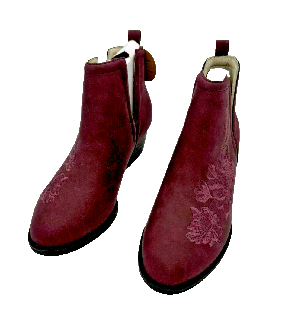 【限定】LONGIN WAKEYBOO170 WAKEYBOO137 JBU Women's 7.5M Parker Embroidery Wine Tonal Ankle Boots
