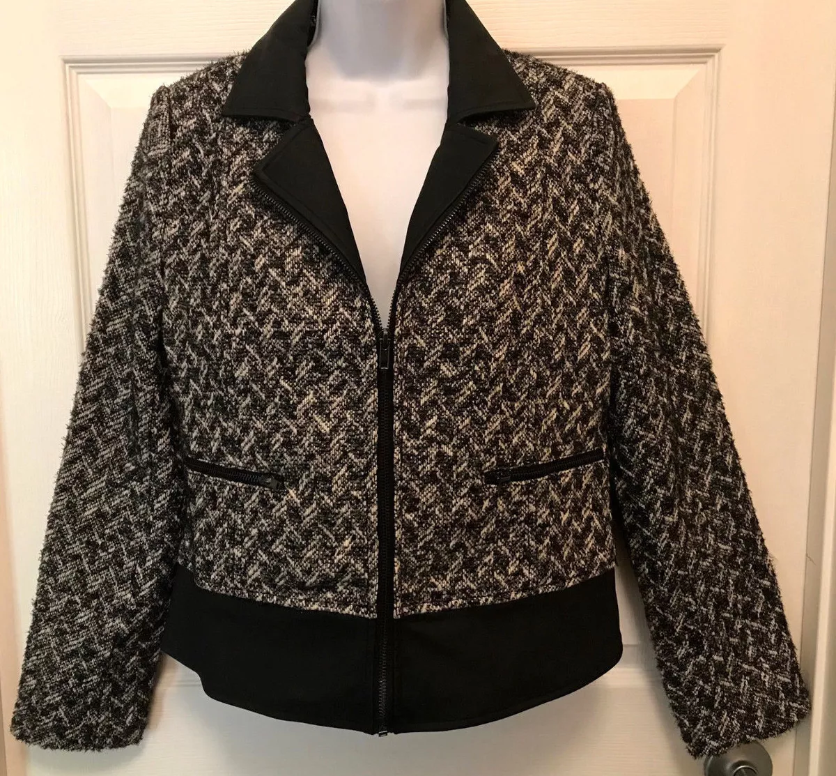 Ladies black tweed jacket top