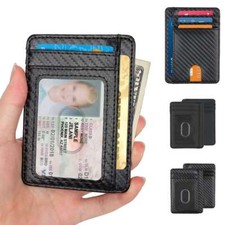 Men RFID Blocking Leather Slim Wallet Money Credit Card Slots Coin Holder Pouch