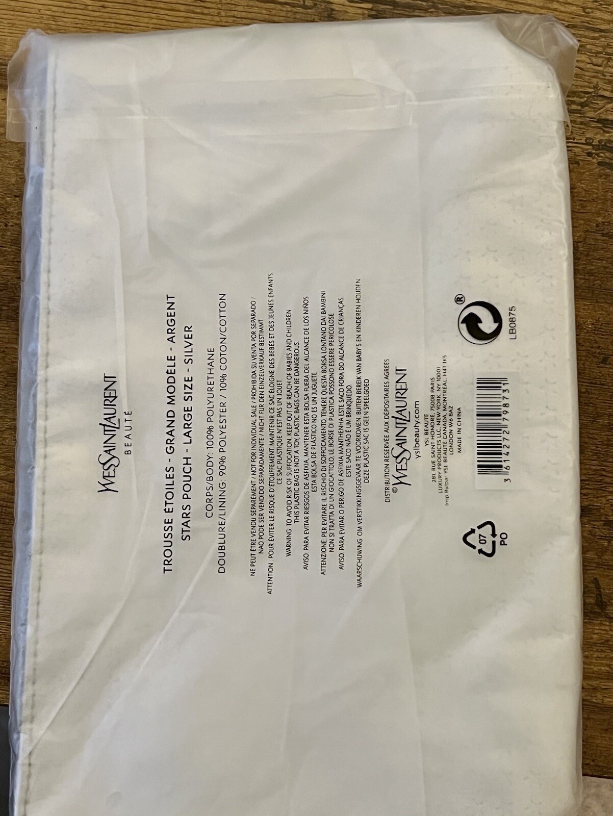 NUOVISSIMA BORSA TRUCCO COSMETICA YVES SAINT LAURENT BEAUTE SILVER STARS SIGILLATA!!