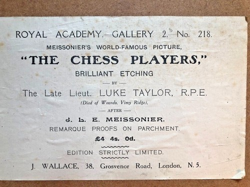Radierung von Luke Taylor "Die Schachspieler" 1915 - Bild 3 von 3