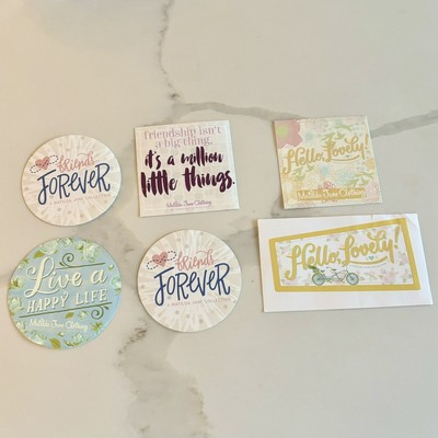 Matilda Jane clothing buttons pins Stickers Promo Logo Note Pad Secret Fields