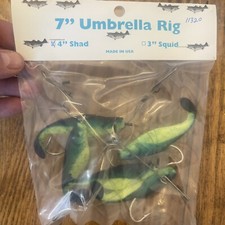 7” Umbrella Rig 4 Arm With 4” Shad (5) Green Chart.New In Package McKala Fishin