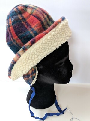 red plaid hat with ear flaps