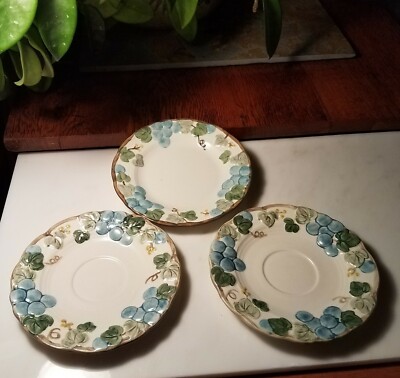 Metlox Poppytrail Sculptured Grape Lot - One Bread Butter Plate & Two Saucers