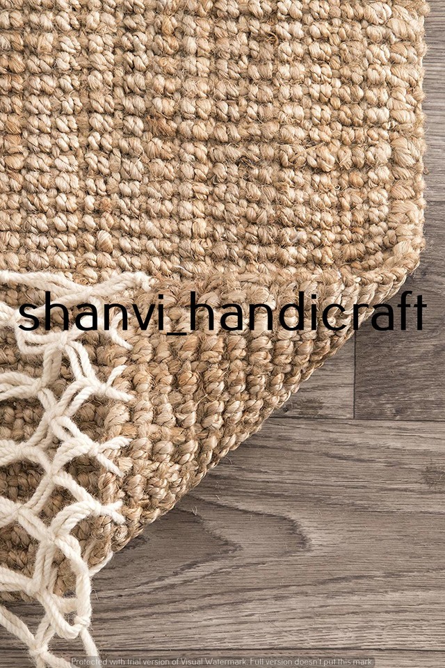 Jute Rug Home Decor Floor Handmade Jute Runner Rug Boho Solid Area Rug ...