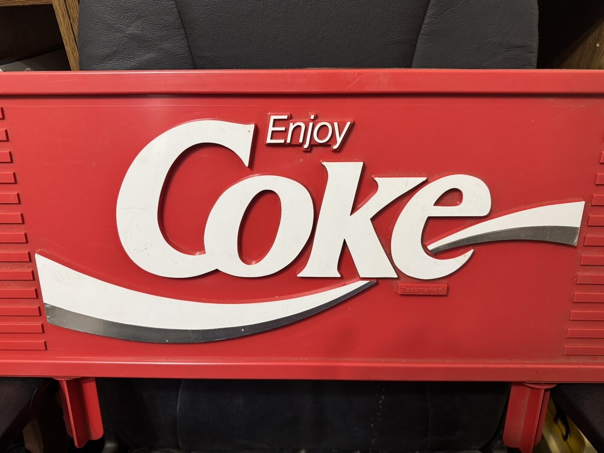 Large Vintage Enjoy Coke Embossed Plastic Sign 27.5