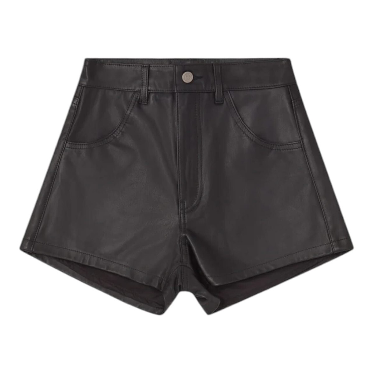 Women's Handmade Real Black Leather High Waist Soft Lambskin Chic Leather  Shorts