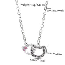 Cute Hello Kitty Trinket Necklace Interlocking Silhouettes With Bling Gems New
