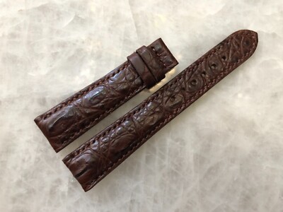 19mm/16mm Brown Alligator Crocodile Embossed Leather Watch Strap Band