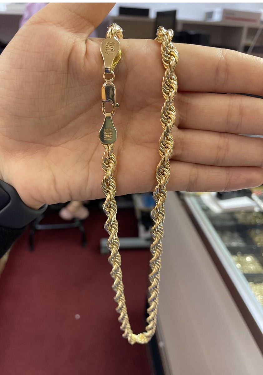 Real 10k Pure Yellow Gold Diamond Cut Rope Chain 8mm Width 22