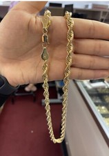 Real 10k Pure Yellow Gold Diamond Cut Rope Chain 8mm Width 22" Long Necklace