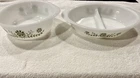 VTG Casserole Dish J2600 Green Daisy & Oval  Milk Glass Split Casserole lot of 2