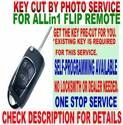 KEY CUT BY PHOTO BK-STYLE FOR 2008-09 HUMMER H2 FLIP REMOTE CHIP IMMOBILIZER FOB