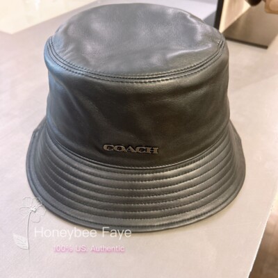 NWT Coach men's Leather Bucket Hat CB697 M/L DARK BLUE | eBay