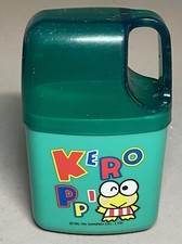 Estuche de viaje Sanrio Keroppi 1995 vintage verde contenedor diseño de 2 caras ¡Raro! 