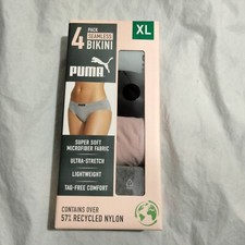 Puma Womens Seamless Bikini Underwear 4-Pack Lightweight Microfiber XL