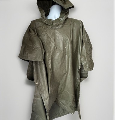 Vtg Green Poncho Boy Scouts Adult Rain Jacket BSA No Hood String Stored & Musty