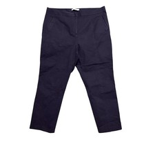 Tory Burch Philip Pant Womens 18 Navy Blue Ankle Straight Cotton Lyocell Stretch