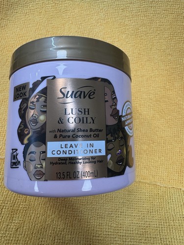 SUAVE Lush & Coily Leave In Conditioner W/Shea Butter & Pure Coconut Oil 13.5 Oz - Afbeelding 1 van 2