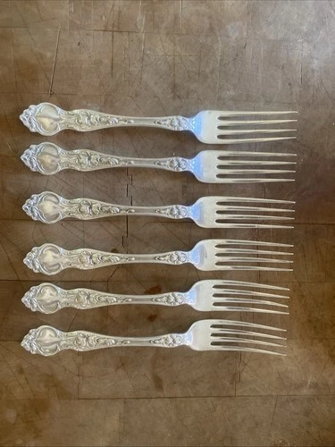 6 Wallace Violet Pattern Sterling Silver Dinner Forks  7-5/8” No Monogram