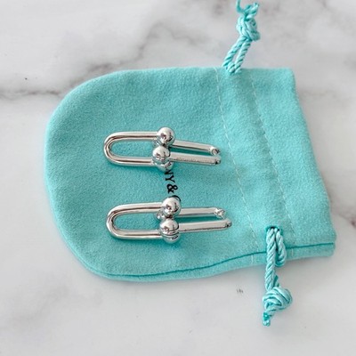 Tiffany & Co HardWear Large Link Earrings Sterling Silver Ag925 1.4'' Long