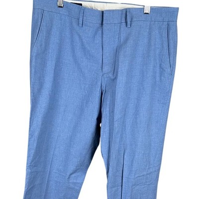 J.Crew Tapered Dress Pants Mens W34 L34 Light Blue 100% Cotton Chino Trousers