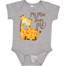 Inktastic My Mimi Loves Me! Baby Bodysuit Giraffe Loved By Grandma One-piece