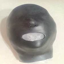 Silghtly DEFECTIVE Silicone Black Headgear Blind Mask BDSM Hood for Cosplay