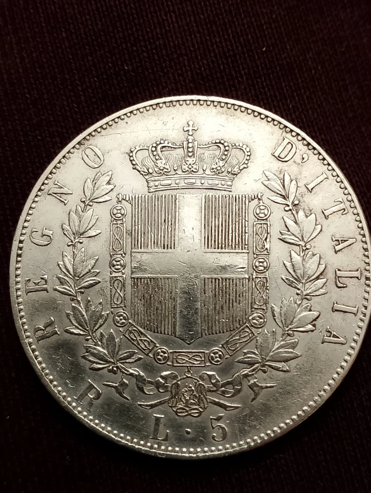 MILANO SCUDO DA  5 LIRE 1976 ARGENTO 40MM. VITTORIO EMANUELE II. - Imagen 2 de 2